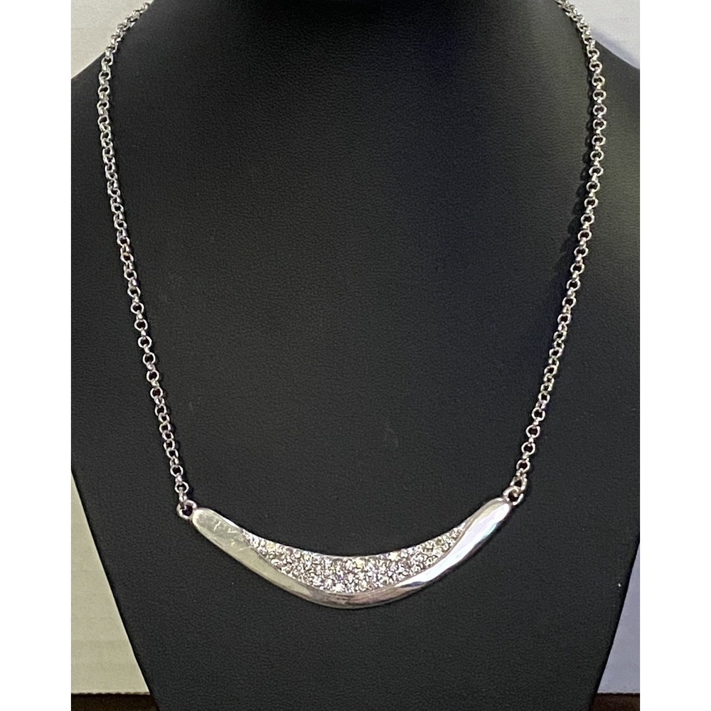 Robert Lee Morrisโ RLM Soho Silver Necklace Curved Bar Pendant w/ Crystals Rare